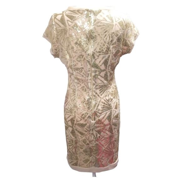 VINCE CAMUTO Gold Sequin Shift Dress Champagne EUC SZ 12 - Picture 3 of 8